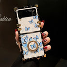 Luxury Butterfly Pattern Ring Holder Protective Case For Samsung Galaxy Z Flip4 Flip3 5G - {{ shop_name}} pphonecover