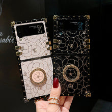 Load image into Gallery viewer, Luxury Brand Camellia Gold Plating Square Case For Samsung Galaxy Z Flip4 Flip3 5G - {{ shop_name}} pphonecover
