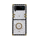 Luxury Brand Camellia Gold Plating Square Case For Samsung Galaxy Z Flip4 Flip3 5G - {{ shop_name}} pphonecover