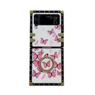 Luxury Butterfly Pattern Ring Holder Protective Case For Samsung Galaxy Z Flip4 Flip3 5G - {{ shop_name}} pphonecover