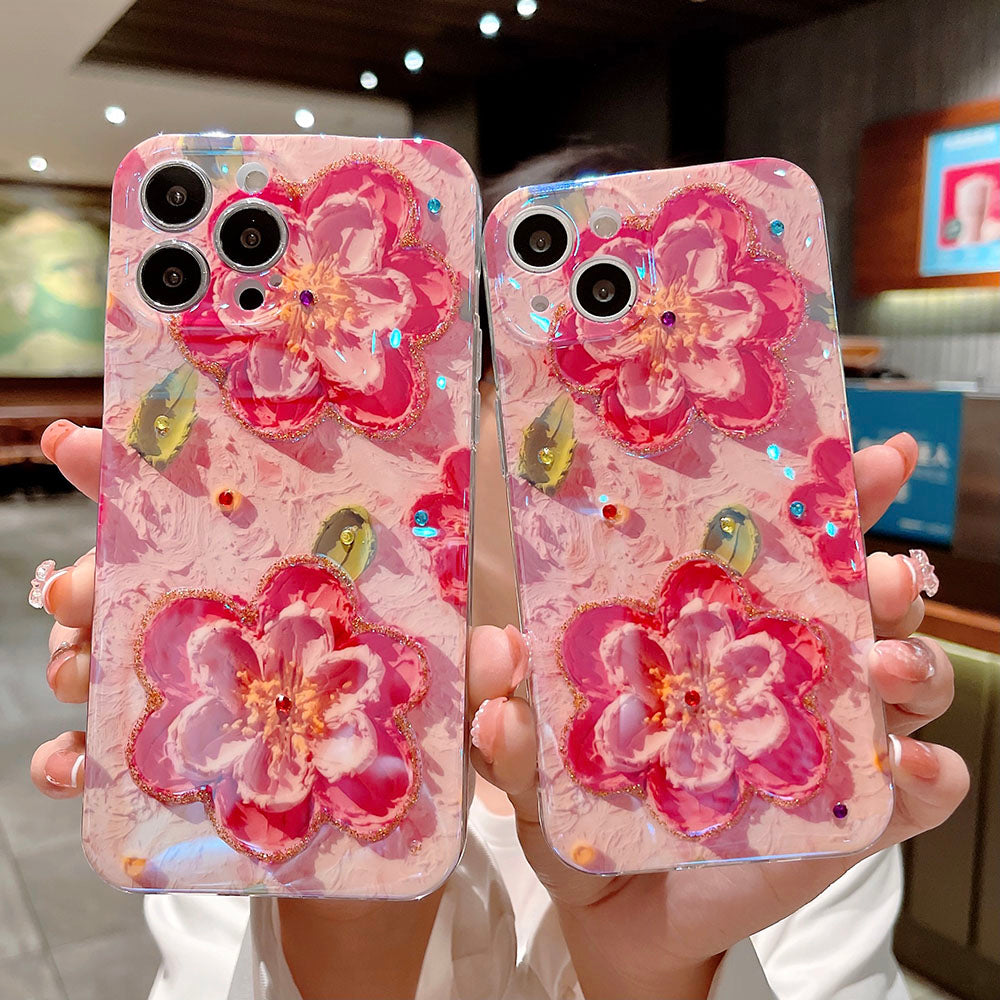 Oil Painting Pink Flower iPhone Case - {{ shop_name}} varyfun