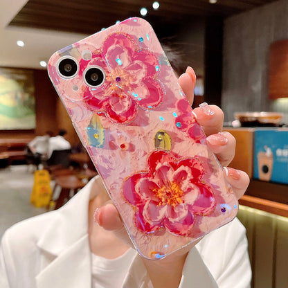 Oil Painting Pink Flower iPhone Case - {{ shop_name}} varyfun