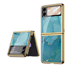Marble Luxury Plating Frame Anti-knock Protection Glass Case For Samsung Galaxy Z Flip3 - {{ shop_name}} varyfun
