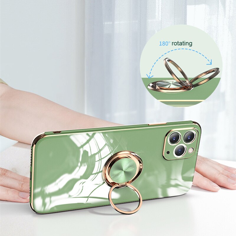 Luxury Plating Silicone Case For Huawei P30 Pro P20 Mate 20 P30Pro Honor 20 30 Pro Phone Stand Ring Holder Full Cover - {{ shop_name}} varyfun