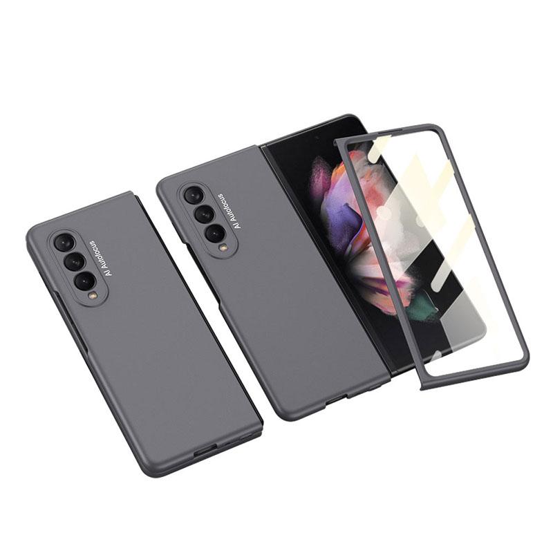 Luxury Leather Carbon Fiber Plating Case For Samsung Galaxy Z Fold3 Fold2 With Tempered Glass Screen - {{ shop_name}} varyfun