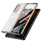 Luxury Leather Carbon Fiber Plating Case For Samsung Galaxy Z Fold3 Fold2 With Tempered Glass Screen - {{ shop_name}} varyfun