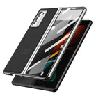 Luxury Leather Carbon Fiber Plating Case For Samsung Galaxy Z Fold3 Fold2 With Tempered Glass Screen - {{ shop_name}} varyfun