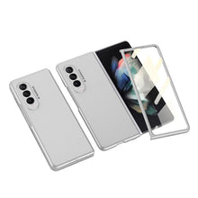 Load image into Gallery viewer, Luxury Leather Carbon Fiber Plating Case For Samsung Galaxy Z Fold3 Fold2 With Tempered Glass Screen - {{ shop_name}} varyfun
