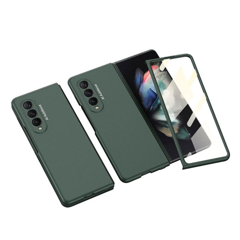 Luxury Leather Carbon Fiber Plating Case For Samsung Galaxy Z Fold3 Fold2 With Tempered Glass Screen - {{ shop_name}} varyfun