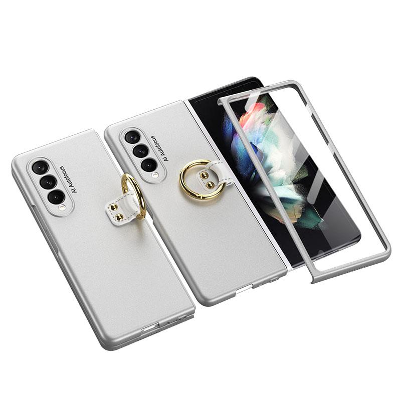 Luxury Leather Carbon Fiber Plating Case For Samsung Galaxy Z Fold3 Fold2 With Tempered Glass Screen - {{ shop_name}} varyfun
