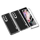 Luxury Leather Carbon Fiber Plating Case For Samsung Galaxy Z Fold3 Fold2 With Tempered Glass Screen - {{ shop_name}} varyfun