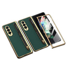 Luxury Leather Carbon Fiber Plating Case For Samsung Galaxy Z Fold3 Fold2 With Tempered Glass Screen - {{ shop_name}} varyfun