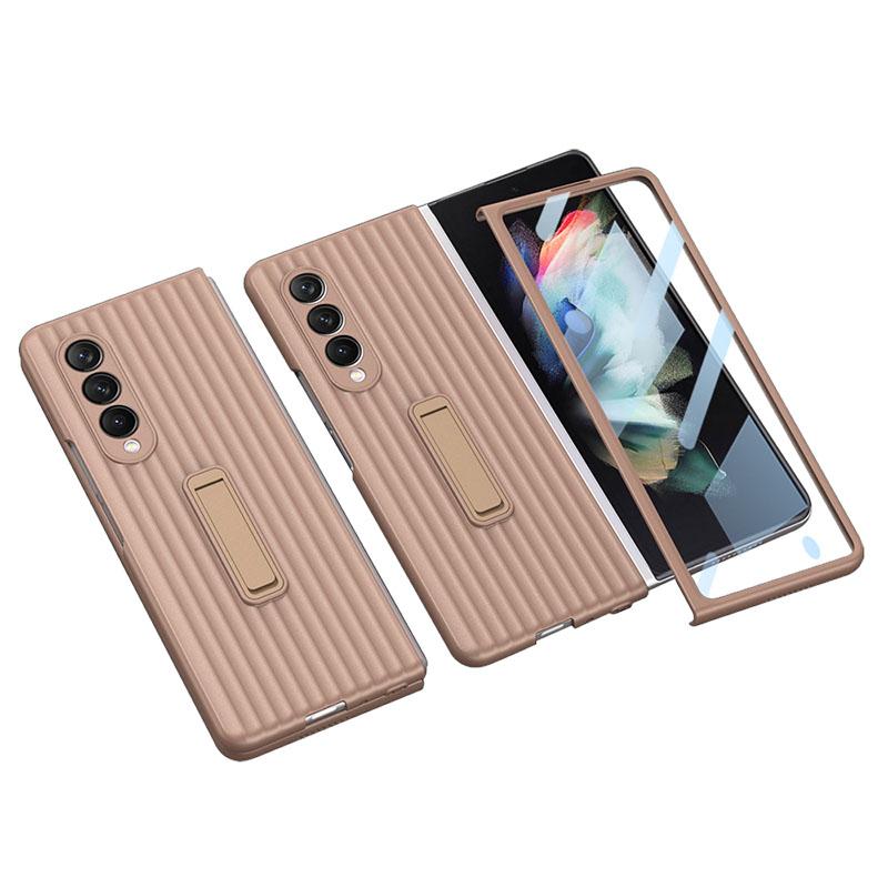 Luxury Leather Carbon Fiber Plating Case For Samsung Galaxy Z Fold3 Fold2 With Tempered Glass Screen - {{ shop_name}} varyfun