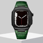 Luxury Metal Case Leather Strap For Apple Watch Series 44/45 mm - mycasety2023 Mycasety