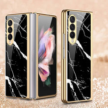Load image into Gallery viewer, Natural Marble Glass Case For Samsung Galaxy Z Fold 3 5G - {{ shop_name}} varyfun
