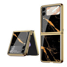 Marble Luxury Plating Frame Anti-knock Protection Glass Case For Samsung Galaxy Z Flip3 - {{ shop_name}} varyfun