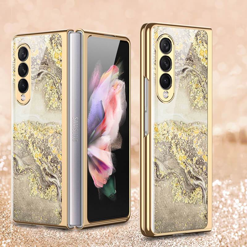Natural Marble Glass Case For Samsung Galaxy Z Fold 3 5G - {{ shop_name}} varyfun
