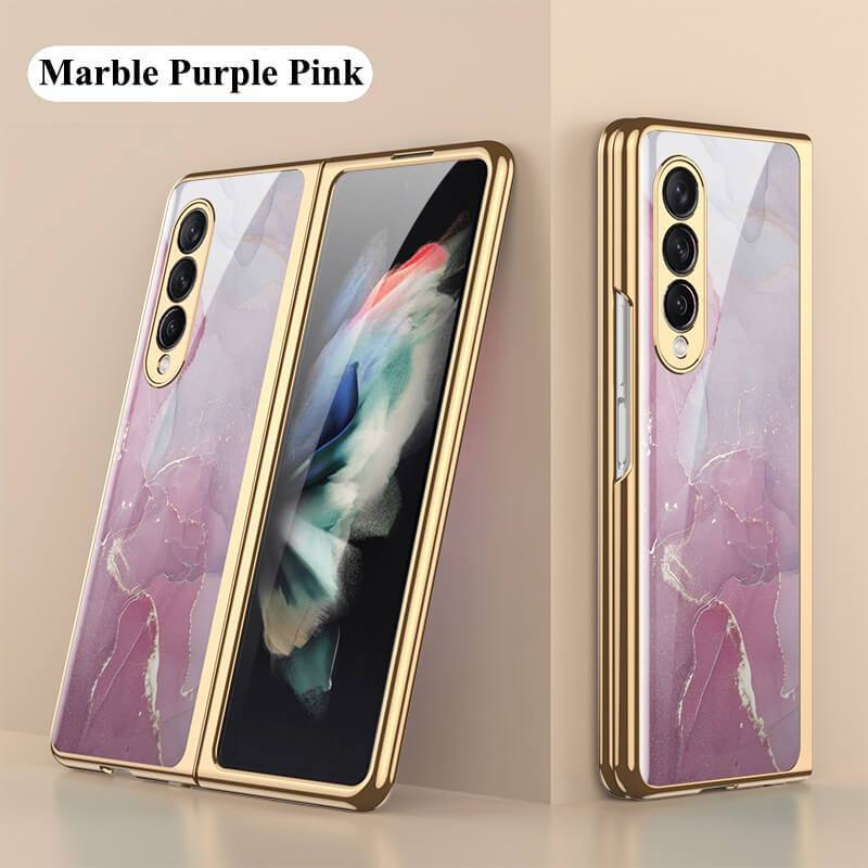 Marble Glass Case For Samsung Galaxy Z Fold 3 5G - {{ shop_name}} varyfun