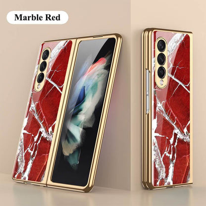 Luxury Marble Glass Case For Samsung Galaxy Z Fold 3 5G - {{ shop_name}} varyfun