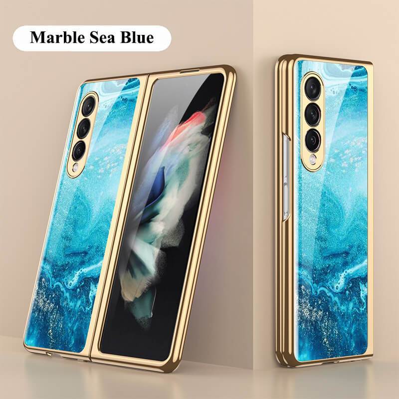 Marble Glass Case For Samsung Galaxy Z Fold 3 5G - {{ shop_name}} varyfun