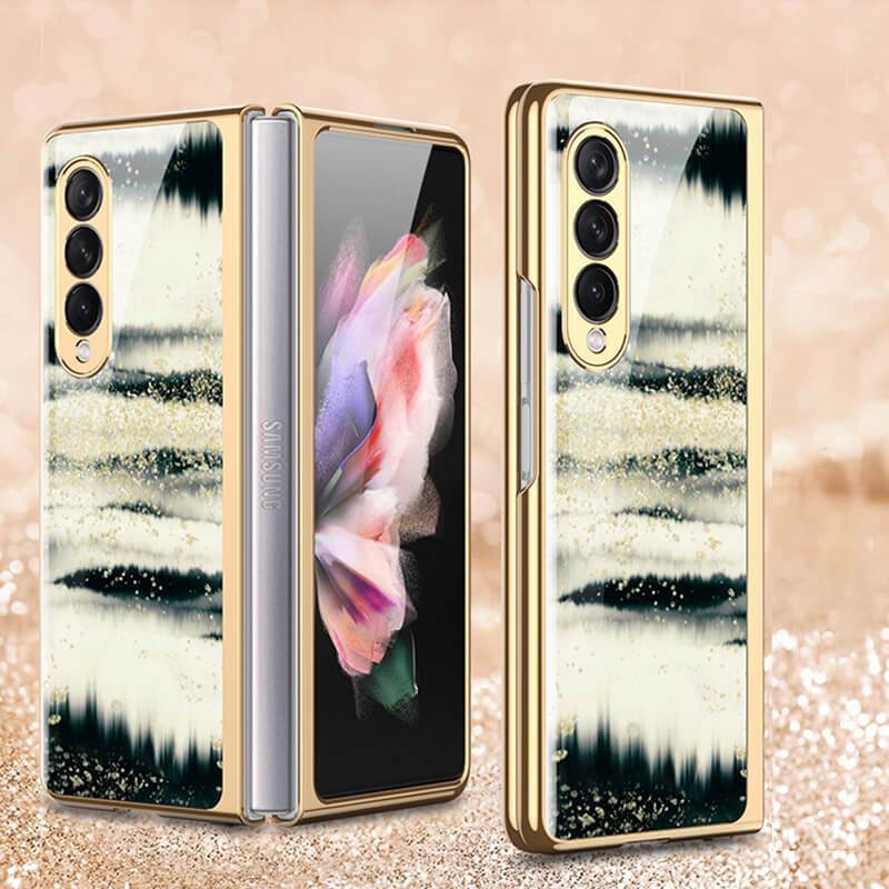Natural Marble Glass Case For Samsung Galaxy Z Fold 3 5G - {{ shop_name}} varyfun