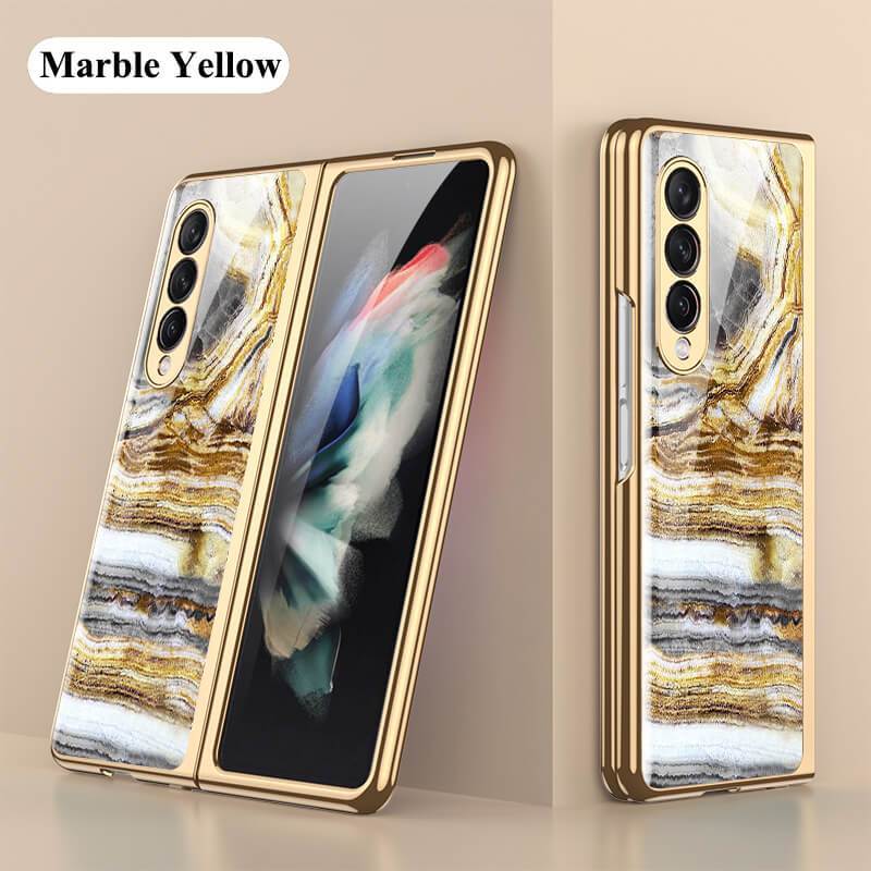 Luxury Marble Glass Case For Samsung Galaxy Z Fold 3 5G - {{ shop_name}} varyfun