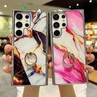 Electroplating Marble Pattern Phone Case With Ring Bracket For Samsung - mycasety2023 Mycasety