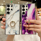 Electroplating Marble Pattern Phone Case With Ring Bracket For Samsung - mycasety2023 Mycasety