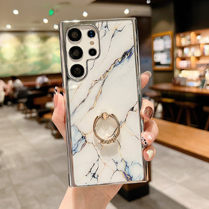 Electroplating Marble Pattern Phone Case With Ring Bracket For Samsung - mycasety2023 Mycasety