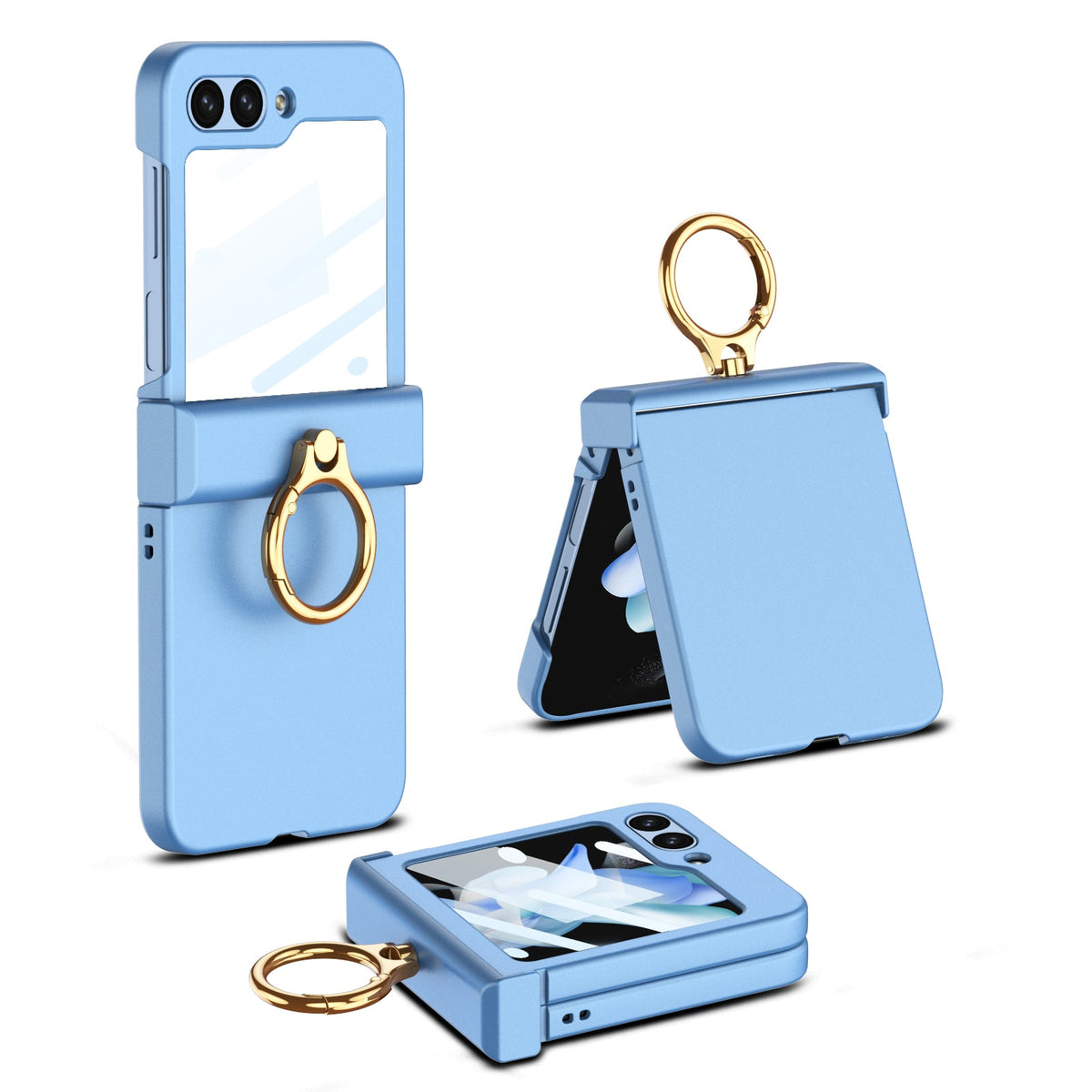 All-inclusive Protective Ring Holder Phone Case For Samsung Galaxy Z Flip5 With Back Screen Protector