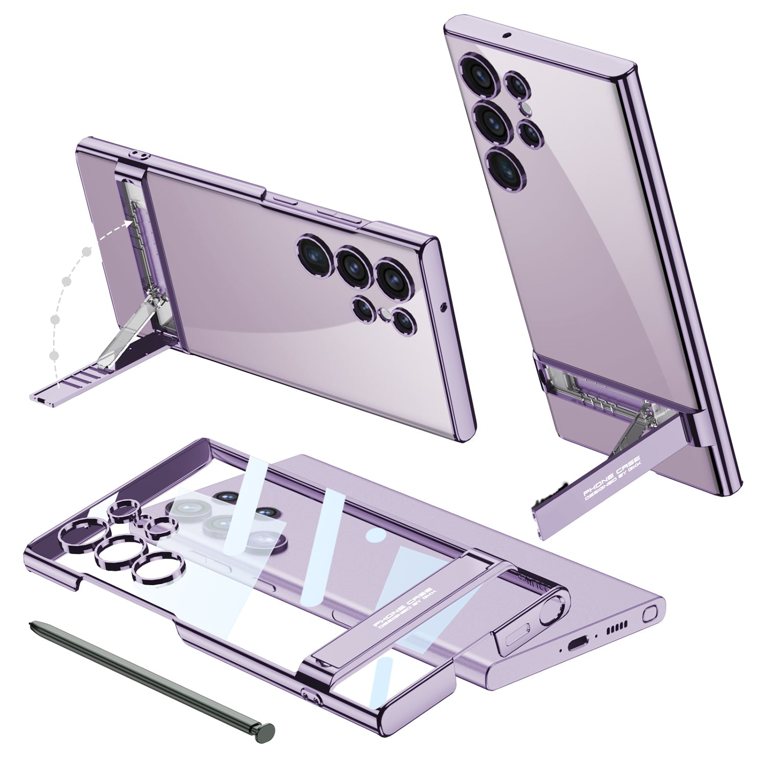 Transparent Electroplating Invisible Bracket Clear Phone Case For Samsung Galaxy S23 Ultra Plus - mycasety2023 Mycasety