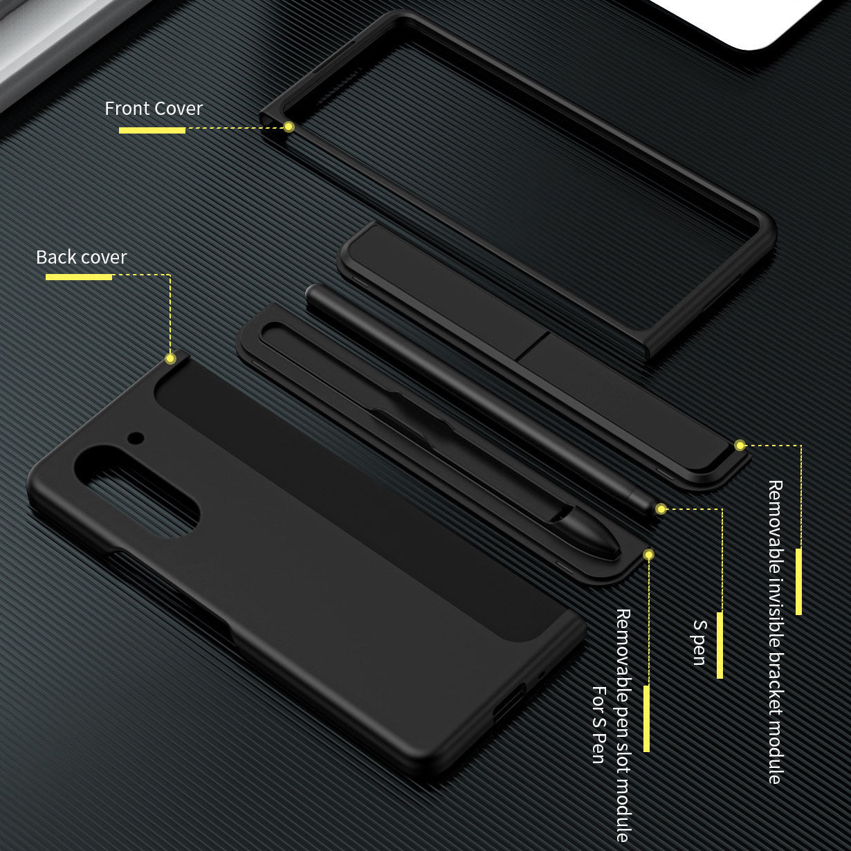 Anti-fall Protective Phone Case With Pen Tray Shell and Bracket For Samsung Galaxy Z Fold5 Fold4 Fold3