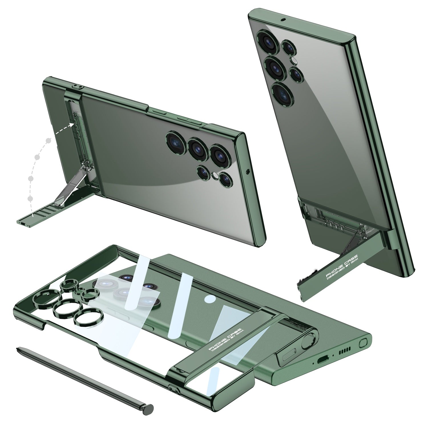 Transparent Electroplating Invisible Bracket Clear Phone Case For Samsung Galaxy S23 Ultra Plus - mycasety2023 Mycasety