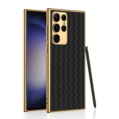 Woven Texture Electroplated Leather Phone Case For Samsung - mycasety2023 Mycasety