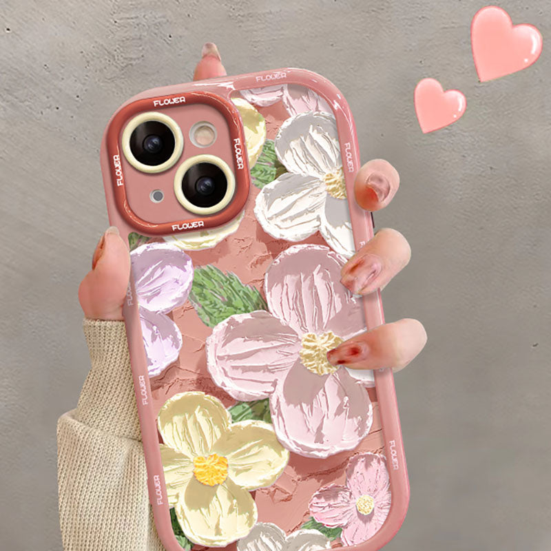 Oil Painting Flower iPhone Cream Case - mycasety2023 Mycasety