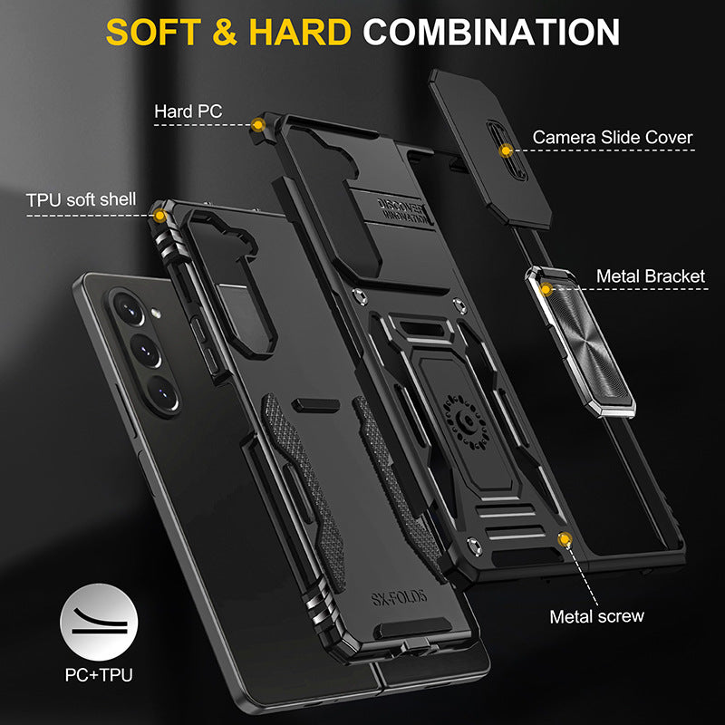 Samsung Galaxy Z Fold5 Case Armor Heavy Duty Shell Magnetic Car Holder and Lens Slide(Pre-sell) - mycasety2023 Mycasety