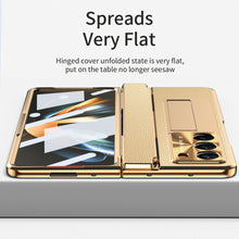Load image into Gallery viewer, Plating Leather Galaxy Z Fold5 Fold4 Fold3 Case with Front Screen Protector &amp; Flat Hinge Protection &amp; Hidden Stand - mycasety2023 Mycasety
