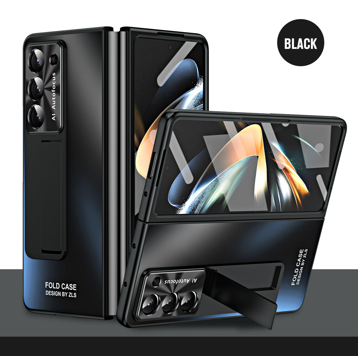 Plating Galaxy Z Fold5 Case with Front Screen Protector & Hidden Stand - mycasety2023 Mycasety