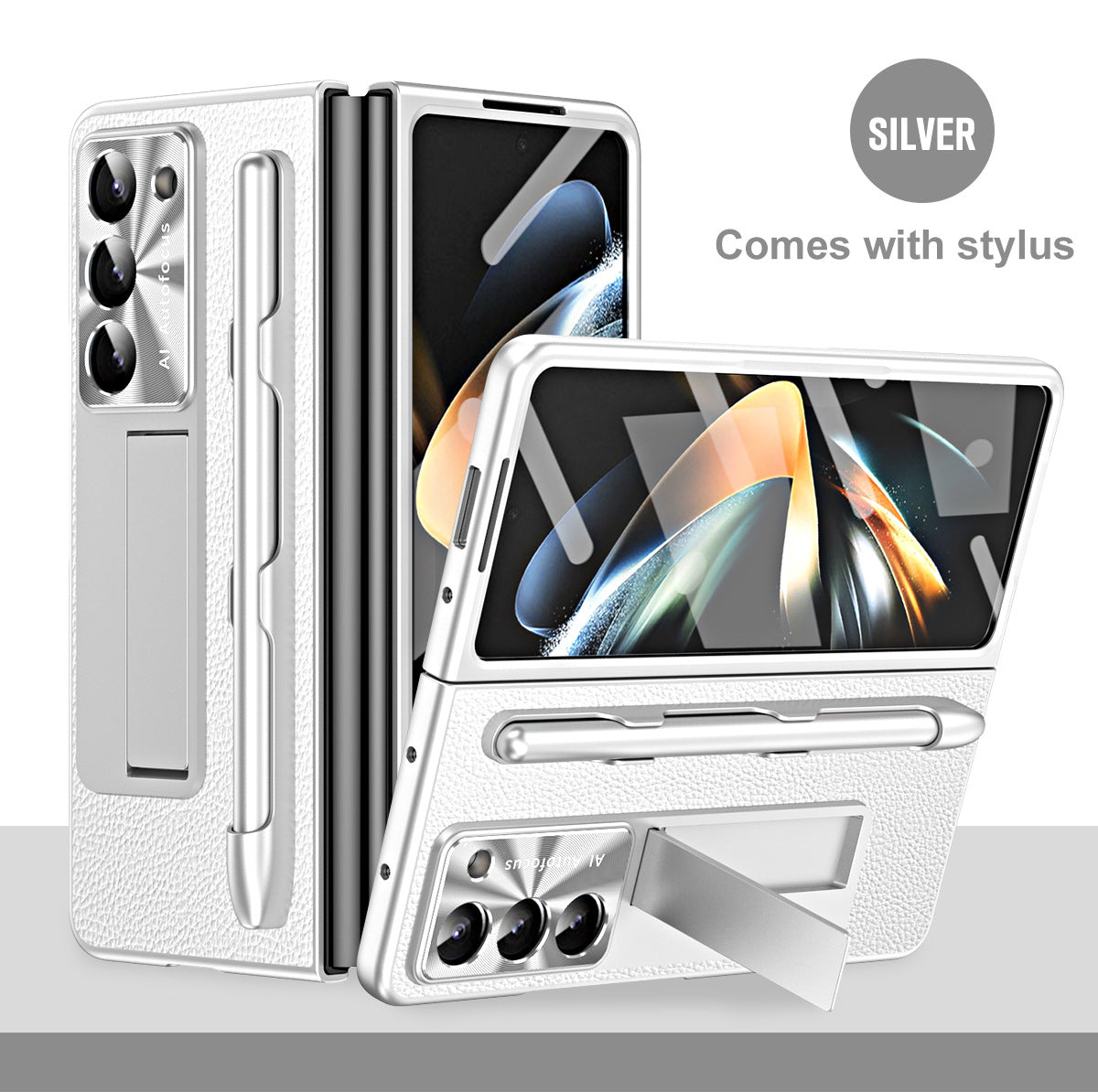 Non-slip Galaxy Z Fold5 Case with Front Screen Protector & Kick-Stand & Pen Slot and Stylus - {{ shop_name}} varyfun