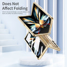 Plated Transparent Galaxy Z Fold5 Fold4 Fold3 Case with Front Screen Protector & Flat Hinge Protection & Kick-Stand - mycasety2023 Mycasety