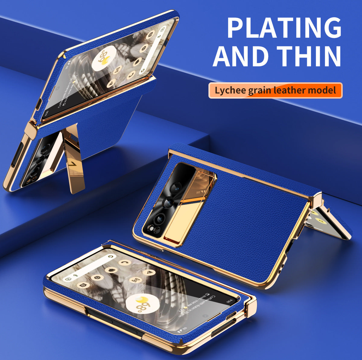 Ultra-thin Leather Electroplating Google Pixel Fold Case All-Inclusive Hinge with Screen Protector - mycasety2023 Mycasety