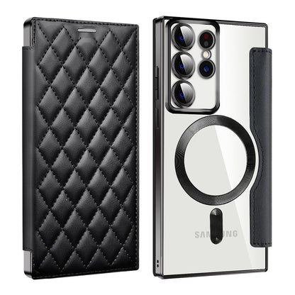 Luxury Flip Leather Magnetic Phone Case Support Magsafe For Samsung Galaxy S23 Ultra Plus