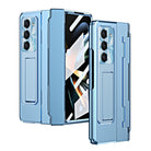 Plated Galaxy Z Fold5 Fold4 Fold3 Case with Front Screen Protector & Flat Hinge Protection & Hidden Stand - mycasety2023 Mycasety