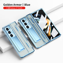 Load image into Gallery viewer, Plated Transparent Galaxy Z Fold5 Fold4 Fold3 Case with Front Screen Protector &amp; Flat Hinge Protection &amp; Kick-Stand - mycasety2023 Mycasety
