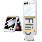 Samsung Galaxy Z Flip5 Wristband Case Ultra-thinFrosted Hard Shell With Tempered Glass Protector - mycasety2023 Mycasety