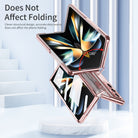 Electroplated Clear PC Galaxy Z Fold5 Fold4 Fold3 Case with Front Screen Protector & Flat Hinge & Hidden Stand And Pen Slot and Free Stylus - mycasety2023 Mycasety