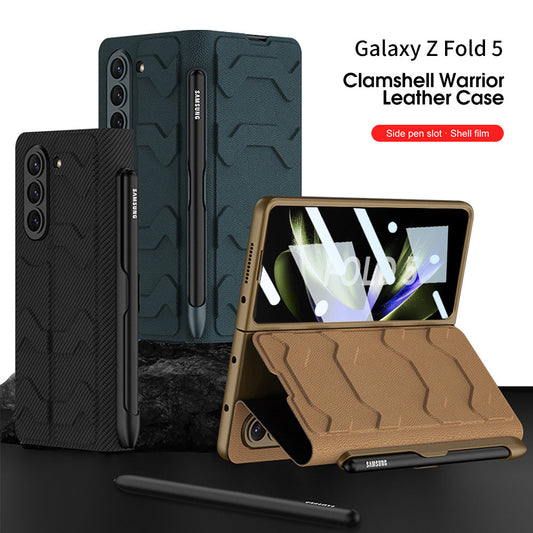 Samsung Galaxy Z Fold 5 Mobile Phone Case Fashion Warrior Flip Leather Case Film Velcro Pen Slot Case - mycasety2023 Mycasety