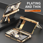 Electroplated Leather Google Pixel Fold Case with Dual Hinge Protective Screen Protector and Hidden Kickstand Pen Slot Free Stylus - mycasety2023 Mycasety