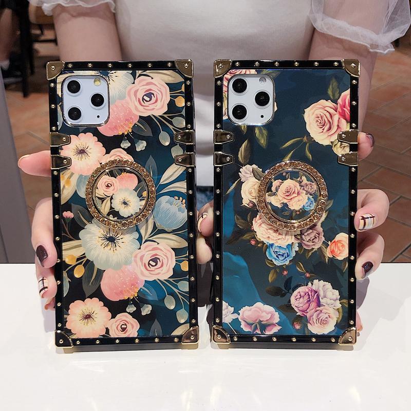 Stylish French Style Flower Lanyard Ring Phone Case for iPhone Samsung Huawei - {{ shop_name}} varyfun