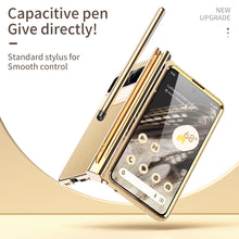 Load image into Gallery viewer, Electroplated Leather Google Pixel Fold Case with Dual Hinge Protective Screen Protector and Hidden Kickstand Pen Slot Free Stylus - mycasety2023 Mycasety
